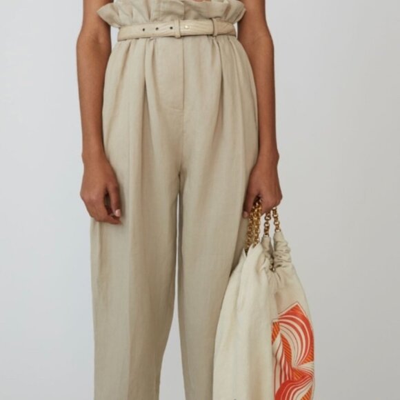 ACNE STUDIOS PAPER-BAG WAIST LINEN TROUSERS / SIZE 36 - Picture 1 of 8